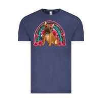 Vintage Denim french bulldog floral rainbow Vintage Tee - Artiststas