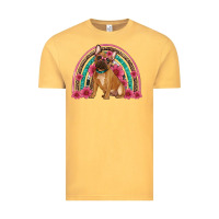 Vintage Mustard french bulldog floral rainbow Vintage Tee - Artiststas