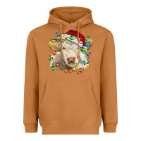 Meerkat charolais cattle cow with christmas lights and hat Heavyweight Hoodie - RanaPortraitStore
