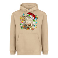 Mushroom charolais cattle cow with christmas lights and hat Heavyweight Hoodie - RanaPortraitStore