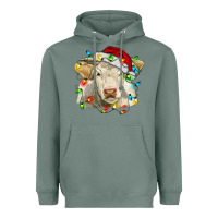 Sage charolais cattle cow with christmas lights and hat Heavyweight Hoodie - RanaPortraitStore