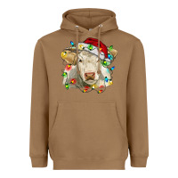 Toasted Coconut charolais cattle cow with christmas lights and hat Heavyweight Hoodie - RanaPortraitStore