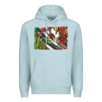 Blue Mist mexico flag sunflowers roses and cactus with serape aztec and leopard Premium Hoodie - Artiststas