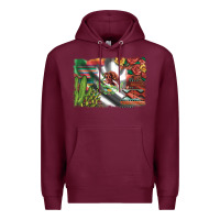 Burgundy mexico flag sunflowers roses and cactus with serape aztec and leopard Premium Hoodie - Artiststas