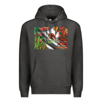 Charcoal Heather mexico flag sunflowers roses and cactus with serape aztec and leopard Premium Hoodie - Artiststas