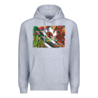 Heather Grey mexico flag sunflowers roses and cactus with serape aztec and leopard Premium Hoodie - Artiststas