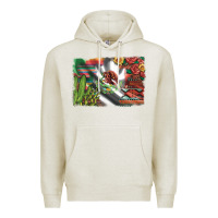 Oatmeal Heather mexico flag sunflowers roses and cactus with serape aztec and leopard Premium Hoodie - Artiststas