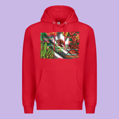 Mexico Flag Sunflowers Roses And Cactus With Serape Aztec And Leopard Premium Hoodie Designed By Artiststas