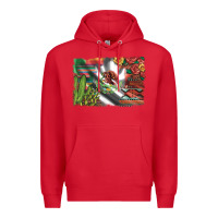 Red mexico flag sunflowers roses and cactus with serape aztec and leopard Premium Hoodie - Artiststas