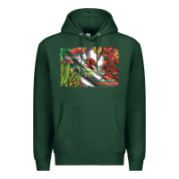Sports Green mexico flag sunflowers roses and cactus with serape aztec and leopard Premium Hoodie - Artiststas