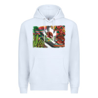 White mexico flag sunflowers roses and cactus with serape aztec and leopard Premium Hoodie - Artiststas