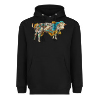Black charolais bull with sunflowers and gemstone western patterns Heavyweight Hoodie - RanaPortraitStore