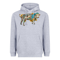 Heather Grey charolais bull with sunflowers and gemstone western patterns Heavyweight Hoodie - RanaPortraitStore
