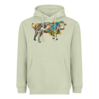Matcha charolais bull with sunflowers and gemstone western patterns Heavyweight Hoodie - RanaPortraitStore