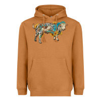 Meerkat charolais bull with sunflowers and gemstone western patterns Heavyweight Hoodie - RanaPortraitStore