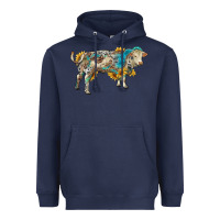 Navy charolais bull with sunflowers and gemstone western patterns Heavyweight Hoodie - RanaPortraitStore