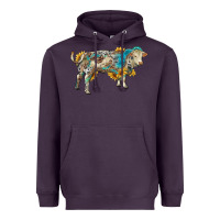 Plum charolais bull with sunflowers and gemstone western patterns Heavyweight Hoodie - RanaPortraitStore