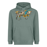 Sage charolais bull with sunflowers and gemstone western patterns Heavyweight Hoodie - RanaPortraitStore
