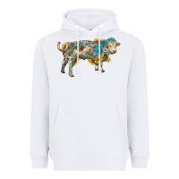 White charolais bull with sunflowers and gemstone western patterns Heavyweight Hoodie - RanaPortraitStore