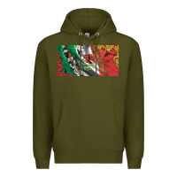 Army Green mexico flag cowhide leopard sunflower and roses licanse  plate Premium Hoodie - Artiststas