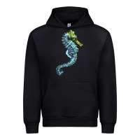 Black Blue Seahorse Urban Hoodie - LillyAllenDesigns