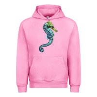 Fuchsia Pink Blue Seahorse Urban Hoodie - LillyAllenDesigns