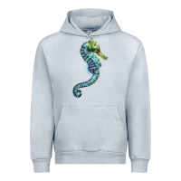 Heather Grey Blue Seahorse Urban Hoodie - LillyAllenDesigns