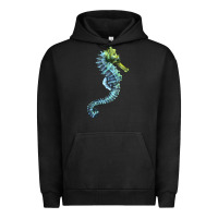 Pigment Black Blue Seahorse Urban Hoodie - LillyAllenDesigns