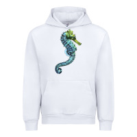 White Blue Seahorse Urban Hoodie - LillyAllenDesigns