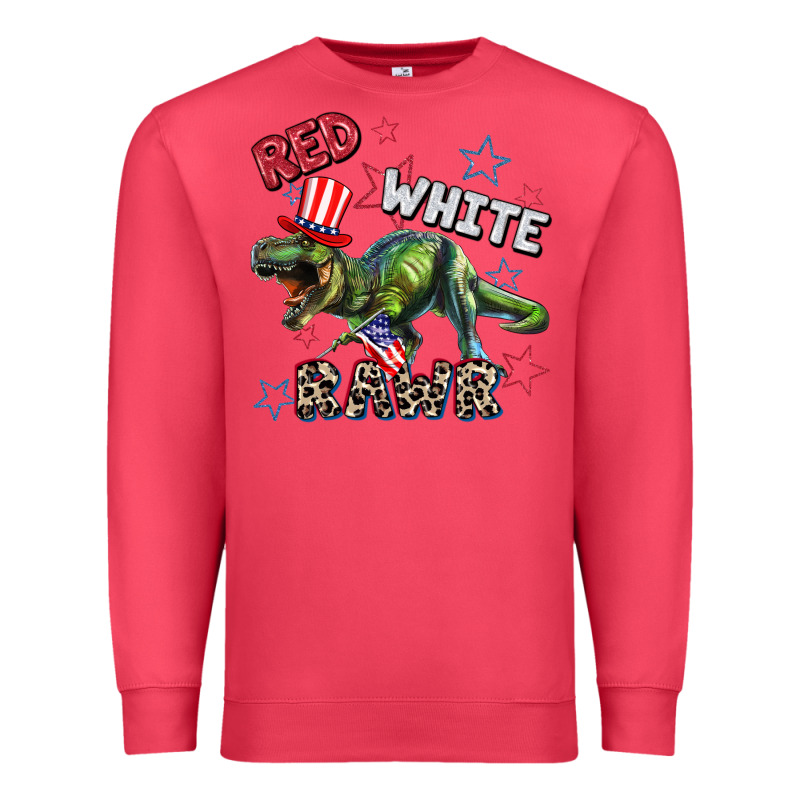 Red White Rawr 4th Of July Premium Sweatshirt by CowGirlArtShop | Teevron