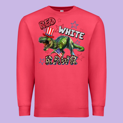 Red White Rawr 4th Of July Premium Sweatshirt Designed By Cowgirlartshop