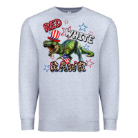 Heather Grey Red white rawr 4th of July Premium Sweatshirt - CowGirlArtShop