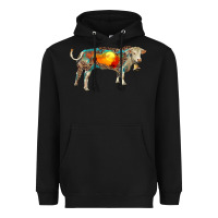 Black charolais bull with desert and leopard Heavyweight Hoodie - RanaPortraitStore