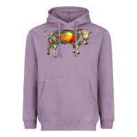 Lavender charolais bull with desert and leopard Heavyweight Hoodie - RanaPortraitStore