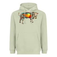Matcha charolais bull with desert and leopard Heavyweight Hoodie - RanaPortraitStore