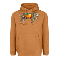 Meerkat charolais bull with desert and leopard Heavyweight Hoodie - RanaPortraitStore