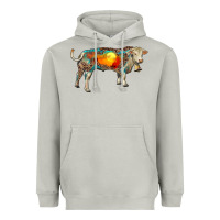 Moon Dust charolais bull with desert and leopard Heavyweight Hoodie - RanaPortraitStore