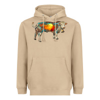 Mushroom charolais bull with desert and leopard Heavyweight Hoodie - RanaPortraitStore