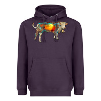 Plum charolais bull with desert and leopard Heavyweight Hoodie - RanaPortraitStore