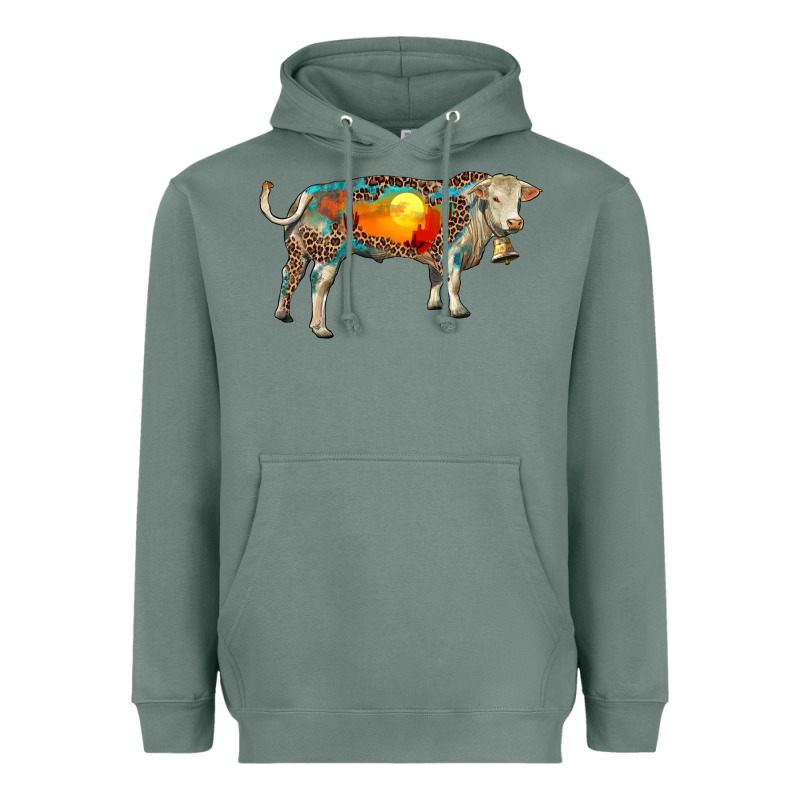 Charolais Bull With Desert And Leopard Heavyweight Hoodie by RanaPortraitStore | Teevron