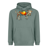 Sage charolais bull with desert and leopard Heavyweight Hoodie - RanaPortraitStore