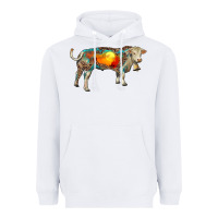 White charolais bull with desert and leopard Heavyweight Hoodie - RanaPortraitStore
