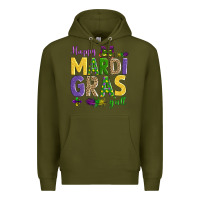 Army Green happy mardi gras y'all Premium Hoodie - AdoDesignShop