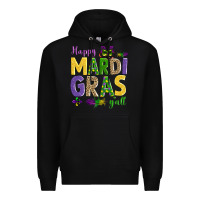Black happy mardi gras y'all Premium Hoodie - AdoDesignShop