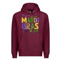 Burgundy happy mardi gras y'all Premium Hoodie - AdoDesignShop