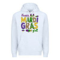 White happy mardi gras y'all Premium Hoodie - AdoDesignShop
