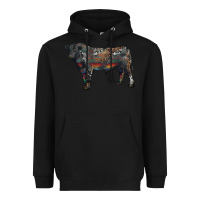 Black black angus bull with western patterns Heavyweight Hoodie - RanaPortraitStore