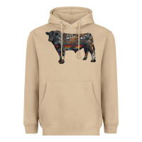 Mushroom black angus bull with western patterns Heavyweight Hoodie - RanaPortraitStore