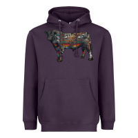 Plum black angus bull with western patterns Heavyweight Hoodie - RanaPortraitStore