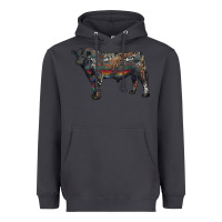Smoke black angus bull with western patterns Heavyweight Hoodie - RanaPortraitStore